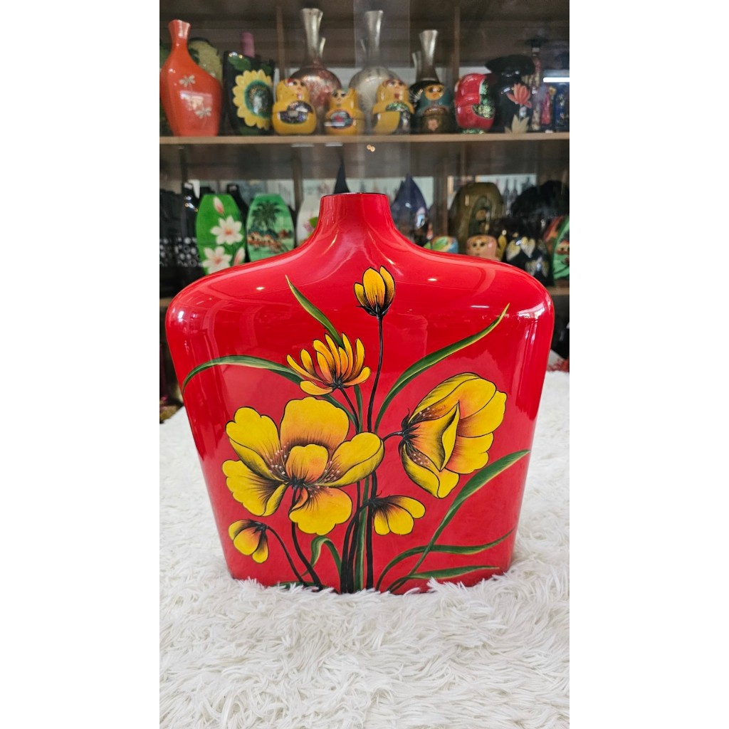 Bình Hoa Sơn Mài Vuông Cao Cấp  dùng để cắm hoa, trang trí kệ, bàn làm việc, quà tặng ý nghĩa