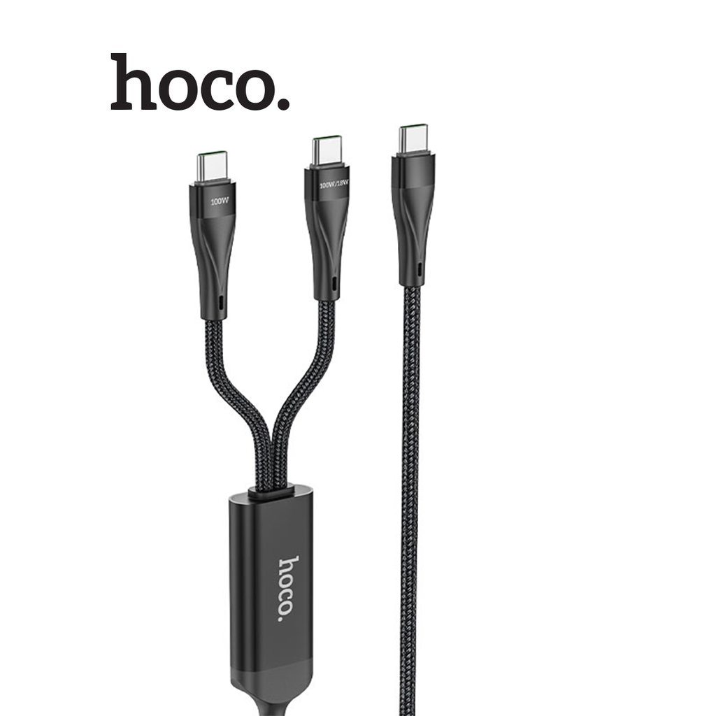 Cáp sạc 100W Hoco U102 Type-C sang Type-C và Type-C vải dù siêu bền dài 1.5M cho Android - Hàng chính hãng