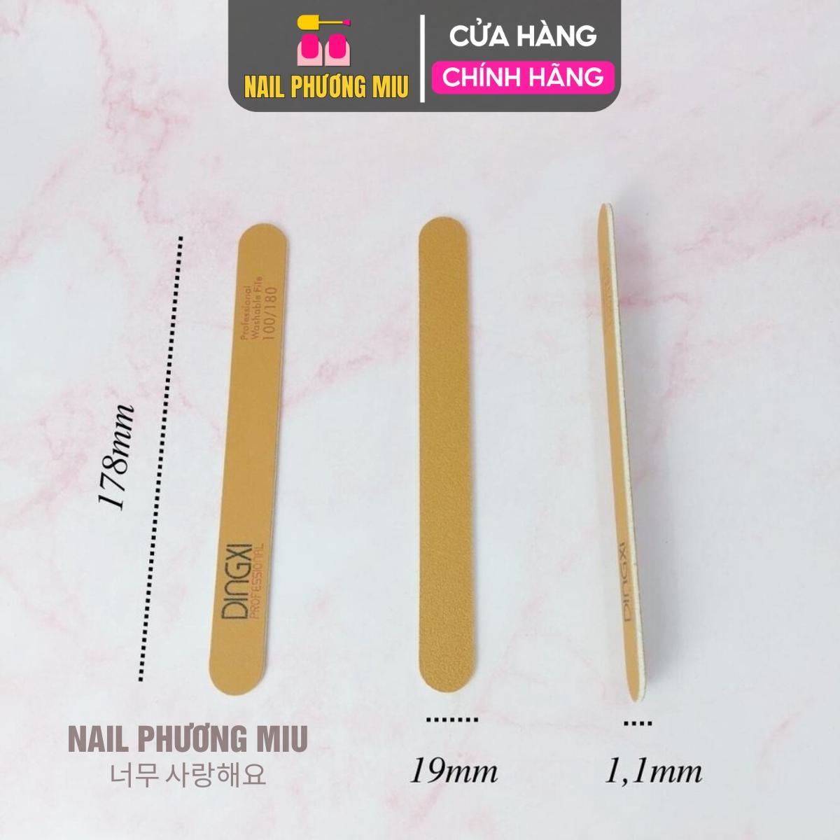 Dũa Mỏng DINGXI Lốc 50 Cái Độ Nhám 100/180 Màu Nâu Vàng Da Bò Làm Nail Tiện Lợi, Form Thẳng Không Chạm Khóe Móng, Lõi Nhựa Cứng Cáp, Cầm Chắc Tay