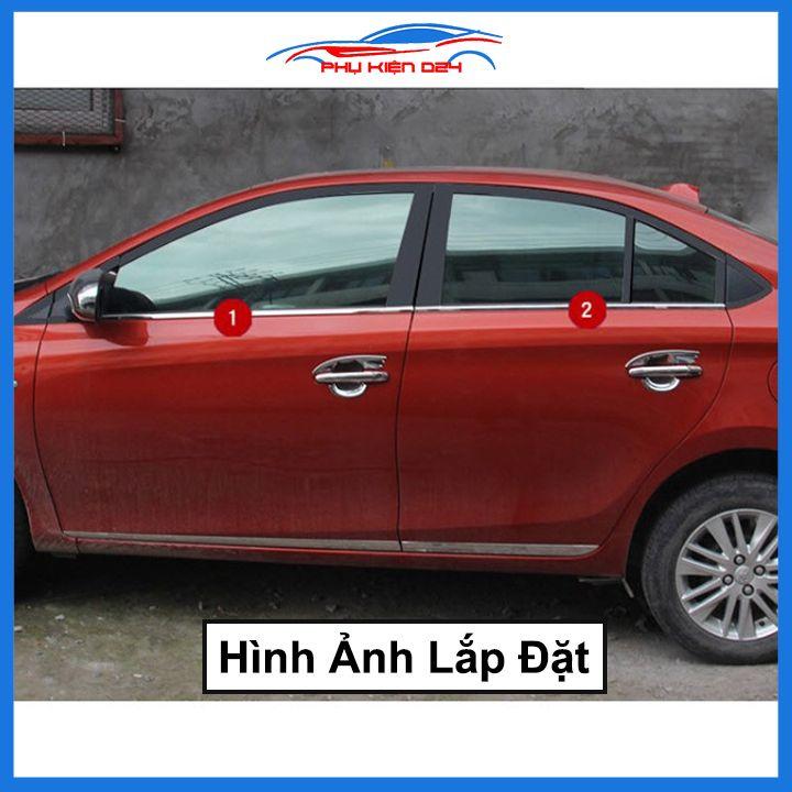 Bộ nẹp viền chân kính cong kính Toyota Vios 2014-2017 Inox sáng bóng chuẩn form xe