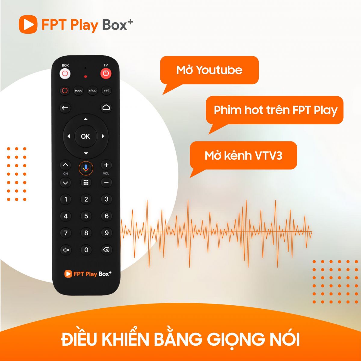 Điều khiển thay thế khiển bằng giọng nói đầu Fpt Play Box - Hàng Chính Hãng