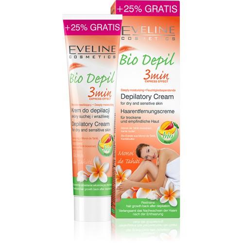 [TẶNG son dưỡng môi Eveline] Kem tẩy lông hữu cơ các vùng bio depil eveline 125ml