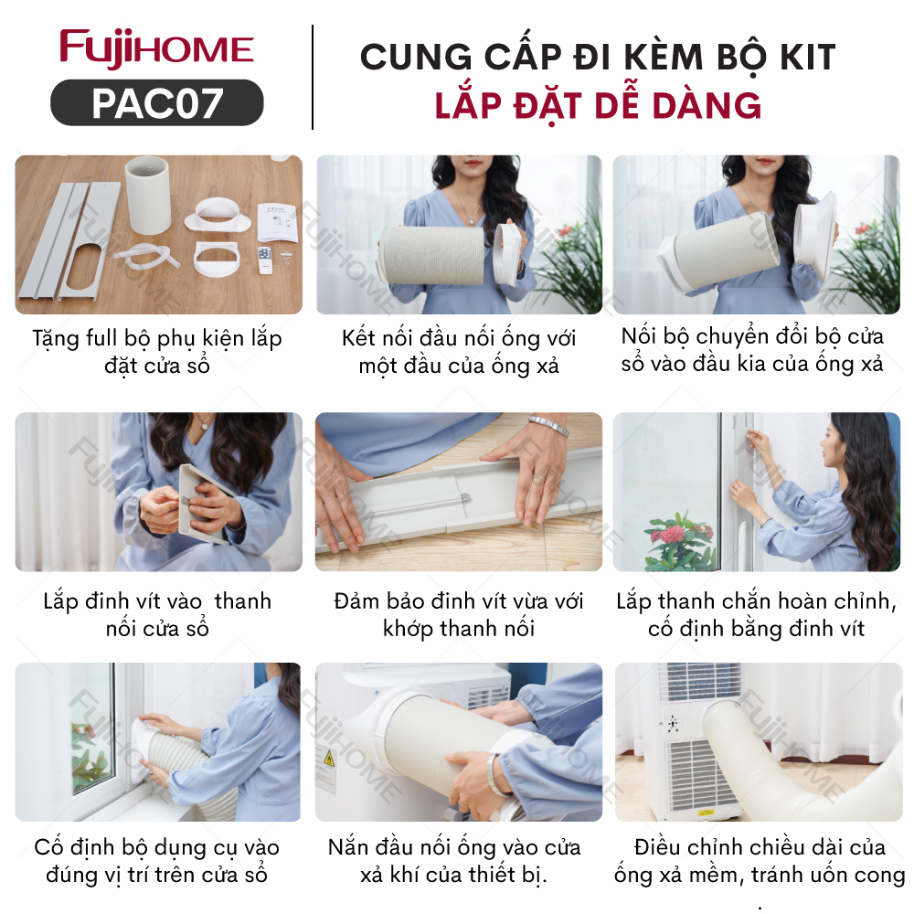 Điều hoà di động kiêm hút ẩm 7000BTU FUJIHOME, máy lạnh đứng di động mini có điều khiển từ xa không cần lắp đặt, giao hàng toàn quốc - Hàng Nhập Khẩu