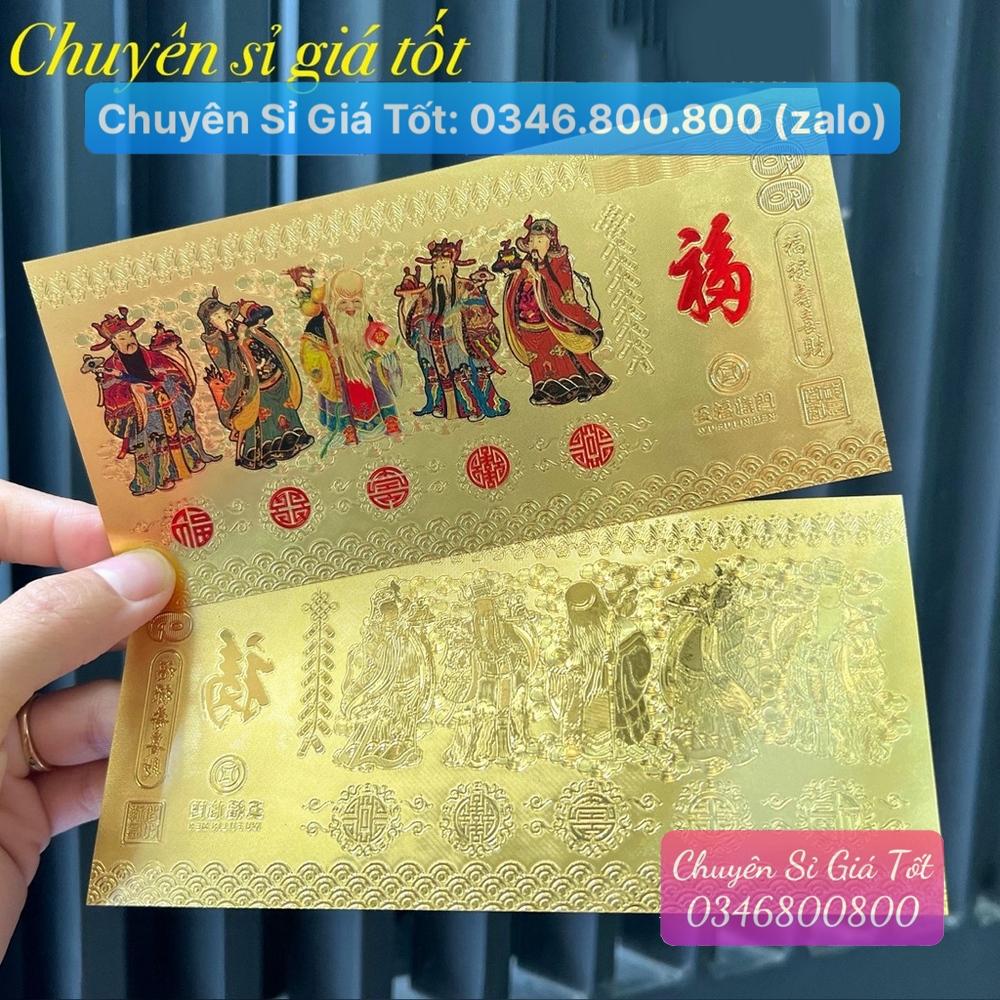 Tờ Ngũ Phúc Lâm Môn Phong Thủy May Mắn Chiêu Tài Lộc-Chất Liệu Plastic Mạ Vàng