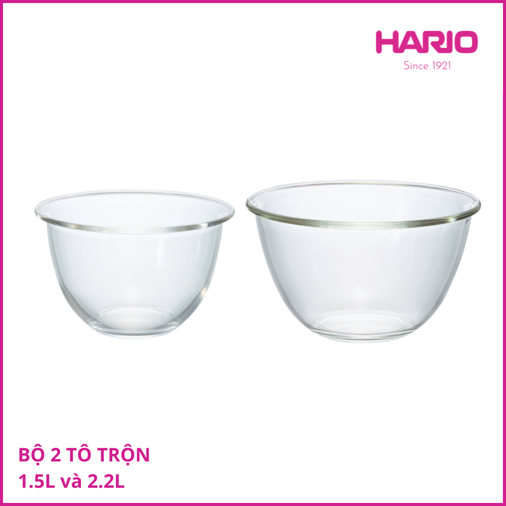 Bộ 2 cái tô thủy tinh chịu nhiệt Hario