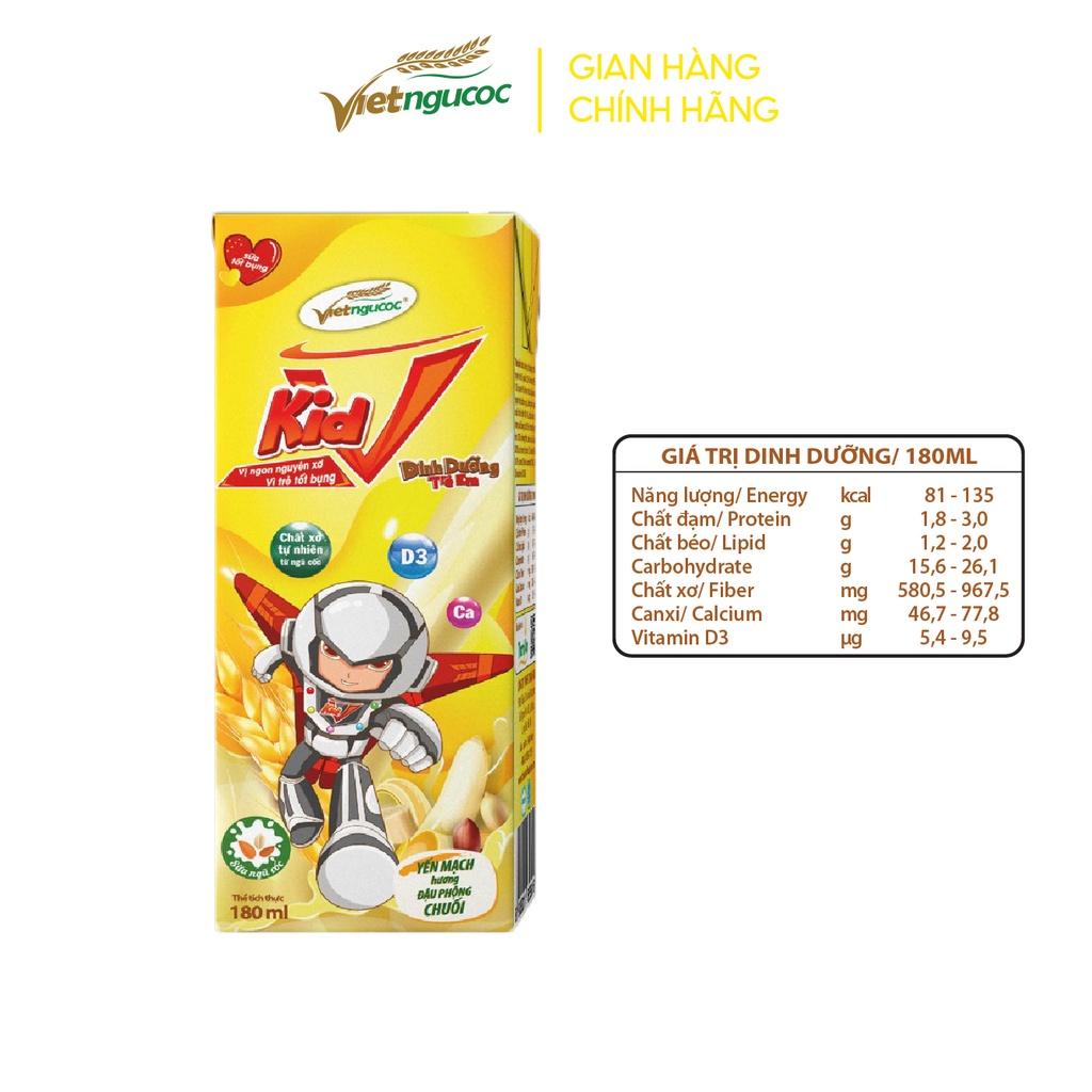 Combo 5 Lốc Sữa Yến Mạch Vkid VIỆT NGŨ CỐC Cho Bé Thơm Béo Hương Vị Chuối Đậu Phộng 180ml/Hộp