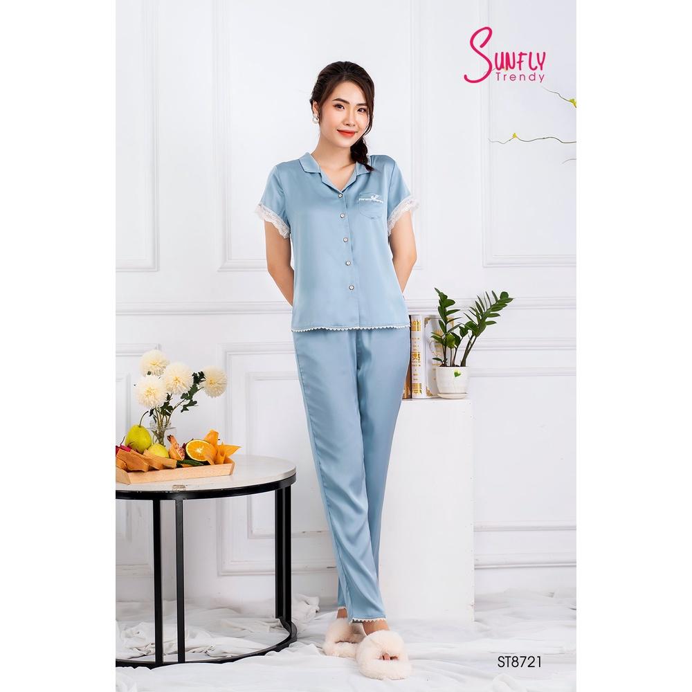 ST8721 - BỘ PIJAMAS LỤA ÁO CỘC QUẦN DÀI
