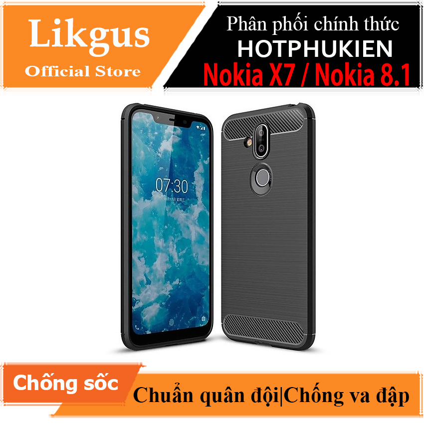 Ốp lưng chống sốc Likgus cho Nokia 8.1 / Nokia X7 (chuẩn quân đội, chống va đập, chống vân tay) - Hàng chính hãng