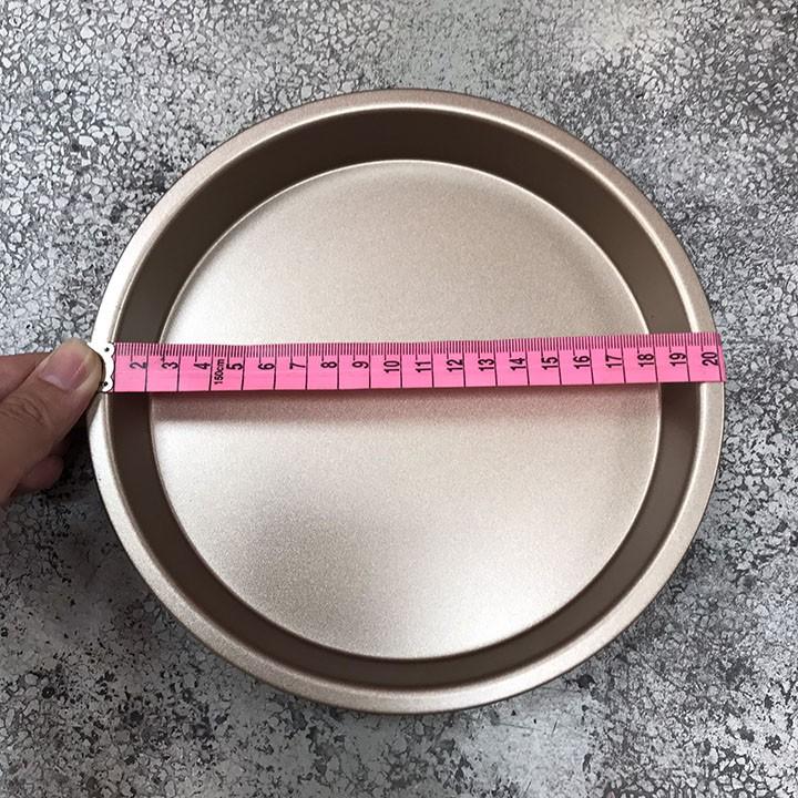 Khuôn Nhôm Nướng Bánh Pizza Chống Dính 8 Inch Màu Vàng Đồng Cao Cấp