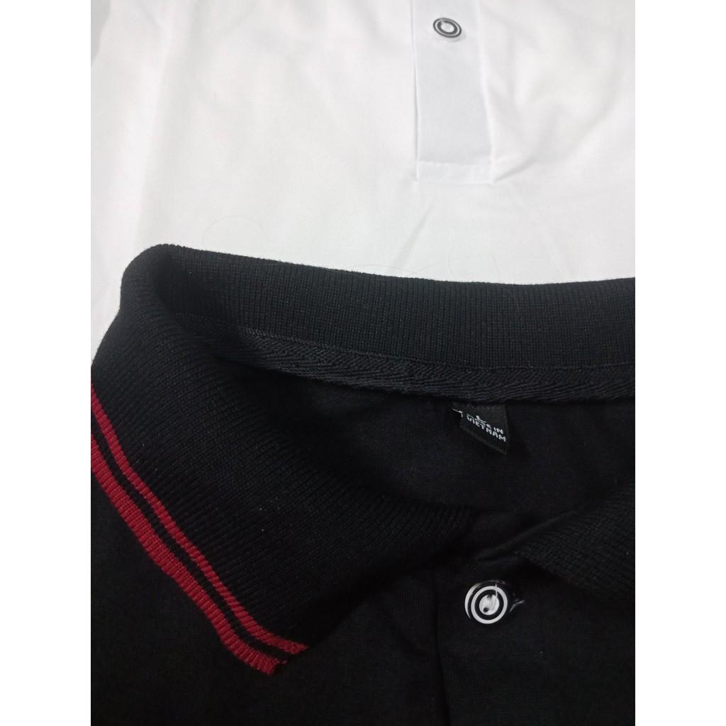 Áo Thun Nam, nữ unisex Polo Cổ Bẻ Phối Bo Sọc Đẹp Sang Trọng Đẳng Cấp (Trắng + đen)