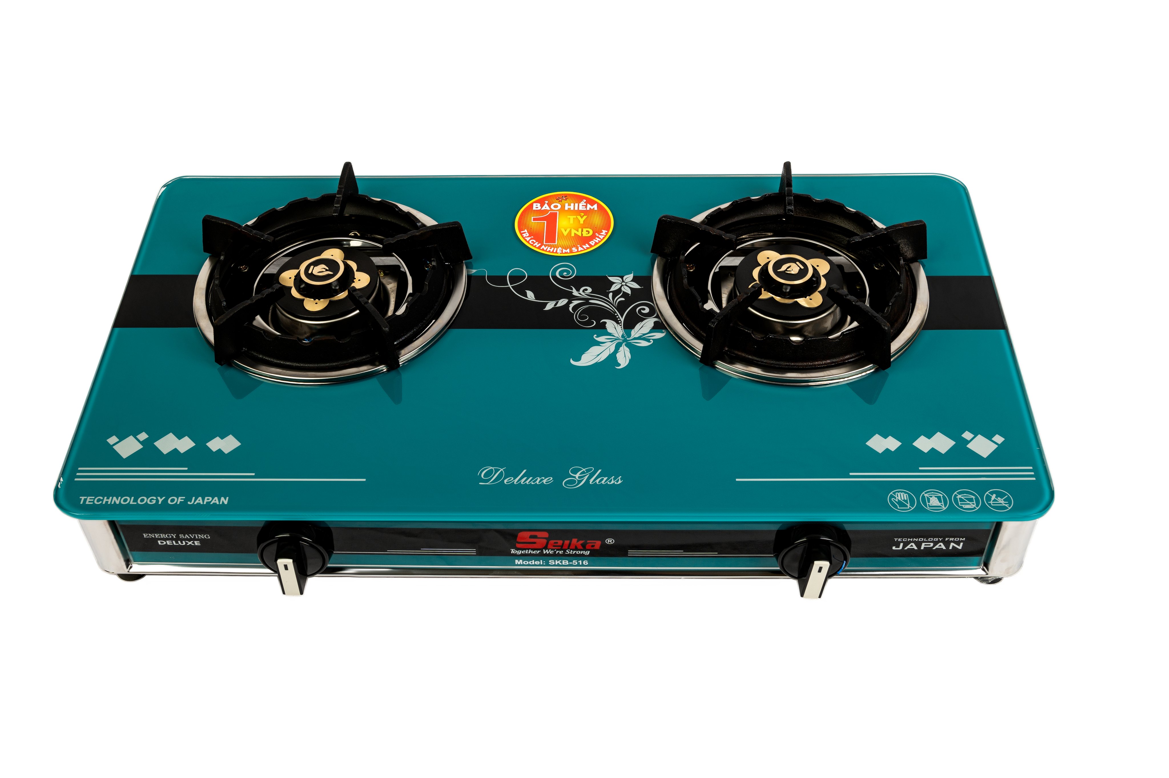 Bếp Gas Đôi Mặt Kính Sen Đồng Seika SKB516 - Hàng Chính Hãng