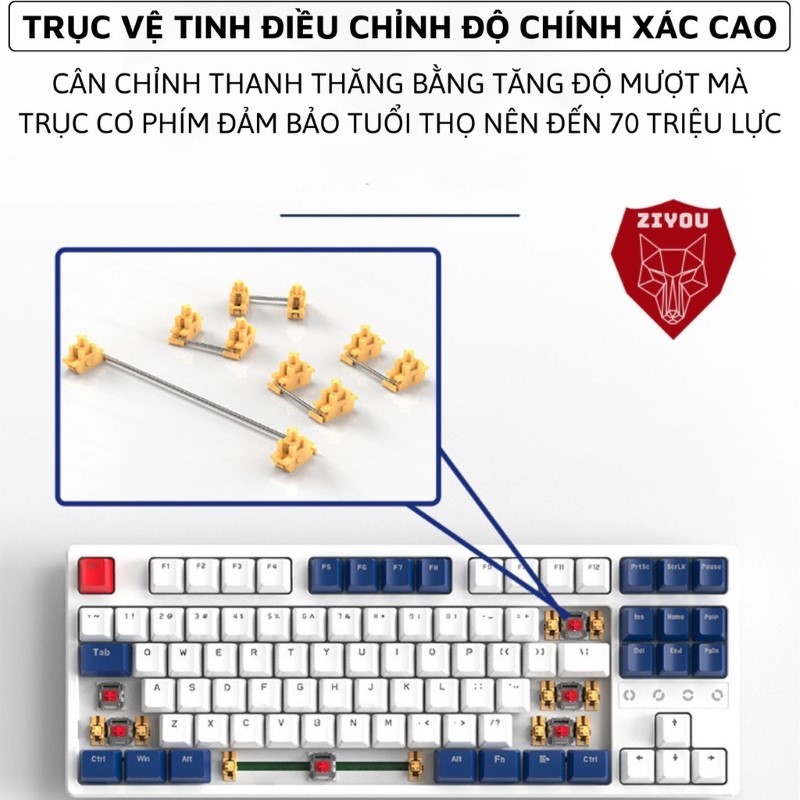 Bàn Phím Cơ không dây mini Đa kết nối K87RGB Gaming chống ồn cho máy tính