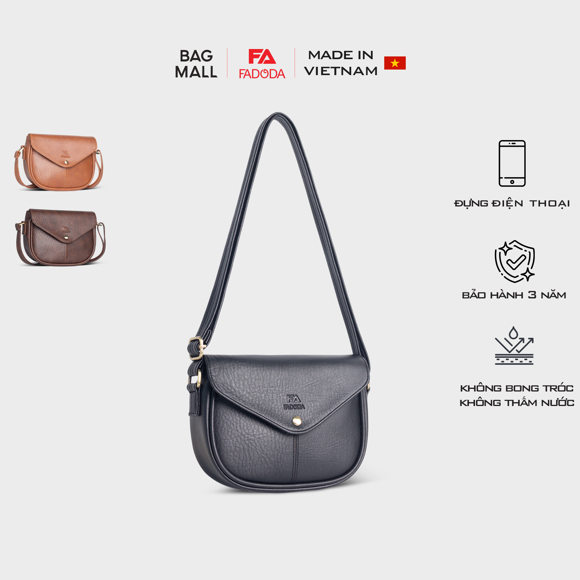 Túi đeo chéo nữ nhiều ngăn FADODA FN19 hình bán nguyệt