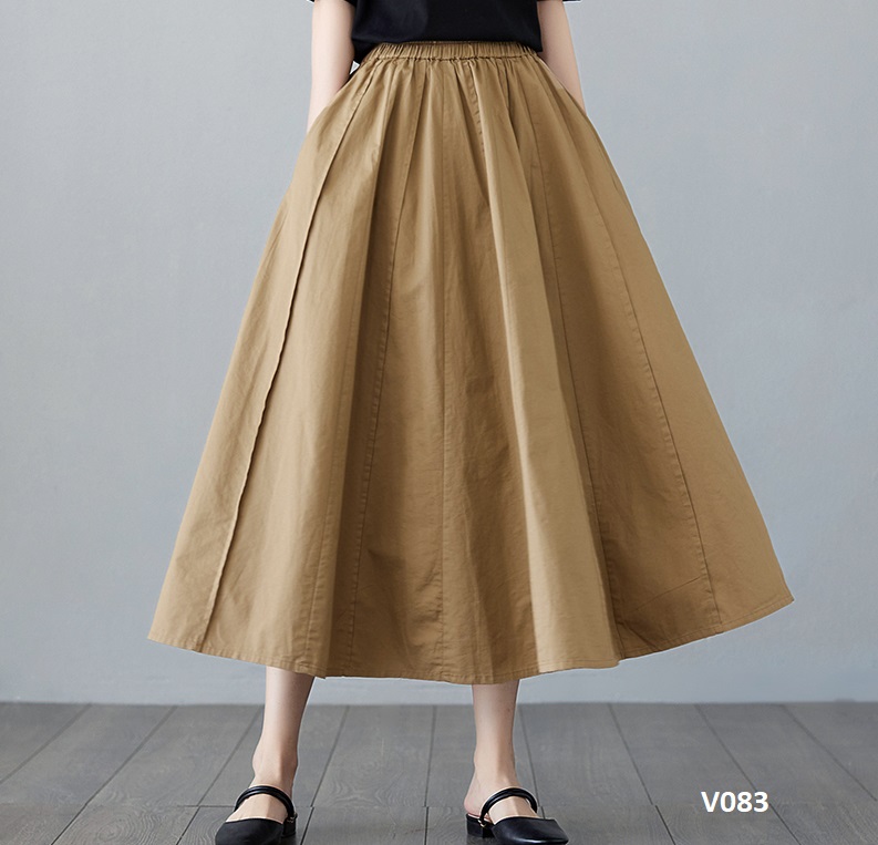 Chân váy dài thô xòe dáng basic kiểu mới lạ cuốn hút phong cách Hàn Quốc