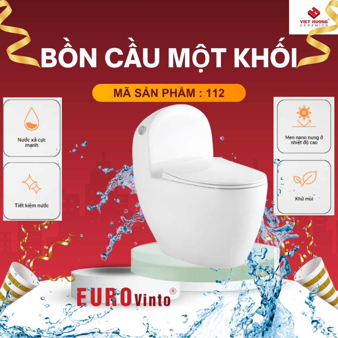 BỒN CẦU MỘT KHÔI EUROVINTO CAO CẤP MÃ 112