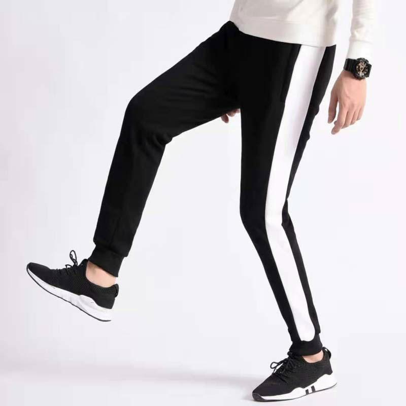 Quần jogger thể thao nỉ nam nữ thun dài nam phối trắng thu đông, Quần jogger nam nữ phom rộng Hàn Quôc co dãn 4 chiều
