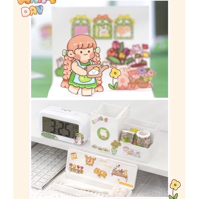 Set sổ tay sticker washi tape - SET 19 món gồm Sổ tay + Sticker + Washi Tape trang trí