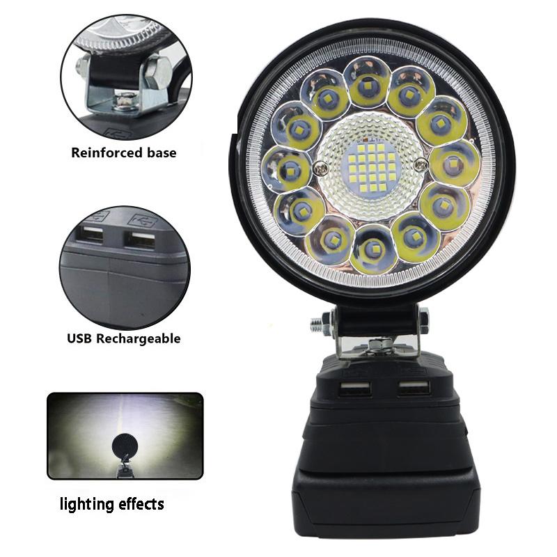 4 Inch Xe Ô Tô LED Đèn Làm Việc Điện Đèn Pin Đèn Di Động Để Bàn Nguồn Điện USB Bank Cho Bosch 18V pin Li-Ion BAT618