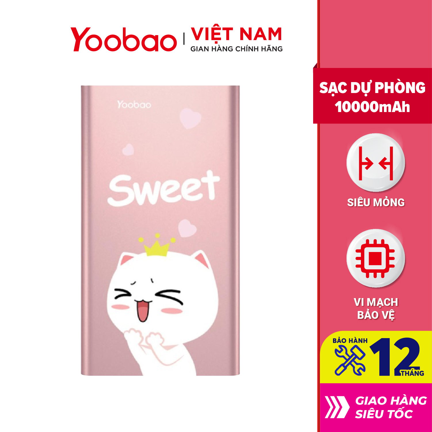 Pin sạc dự phòng 10000mAh Yoobao A1 siêu mỏng - Hàng chính hãng