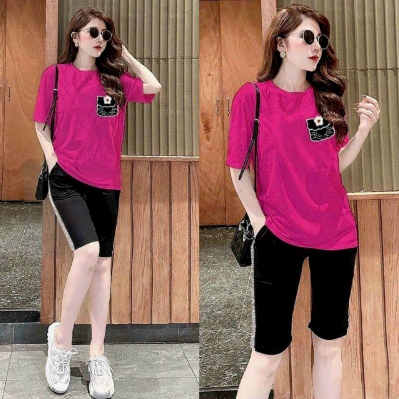 Sét đồ bộ lửng nữ quần ngố áo form rộng thêu hoa siêu xinh, đô bộ đi chơi mặc ơ nhà mẫu mới đẹp có bigsize