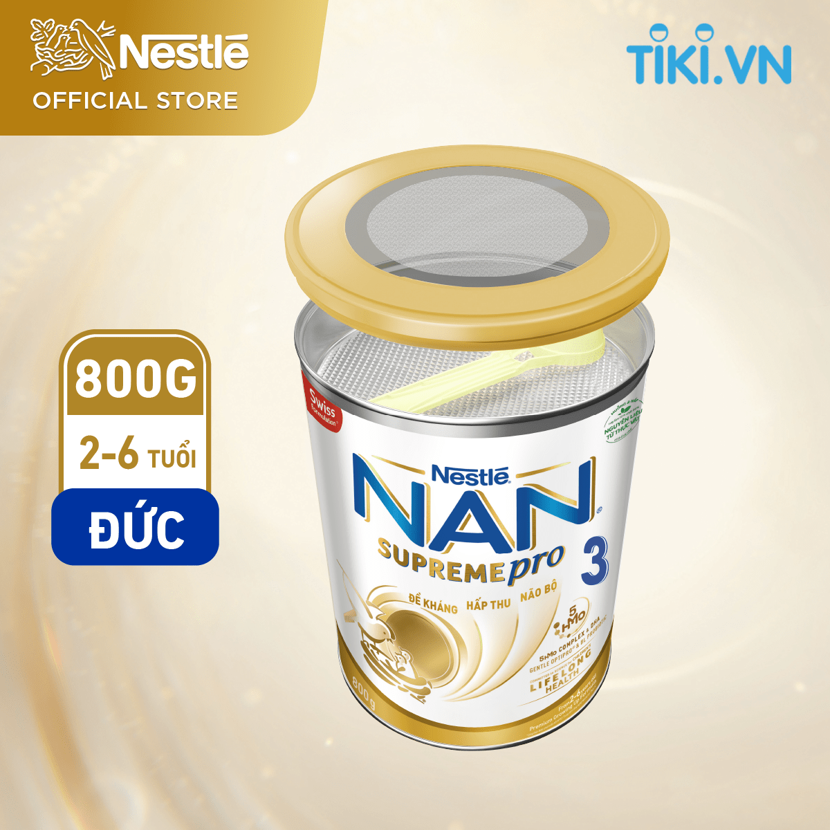 Bộ 2 Lon Sữa Bột Nestlé NAN SupremePro 3 với 5HMO giúp tăng đề kháng, đạm Gentle Optipro giúp dễ hấp thu &amp; ngừa nguy cơ dị ứng (chàm sữa) - SP nhập khẩu từ Đức Tặng Micro ca hát  (2 - 6 tuổi)