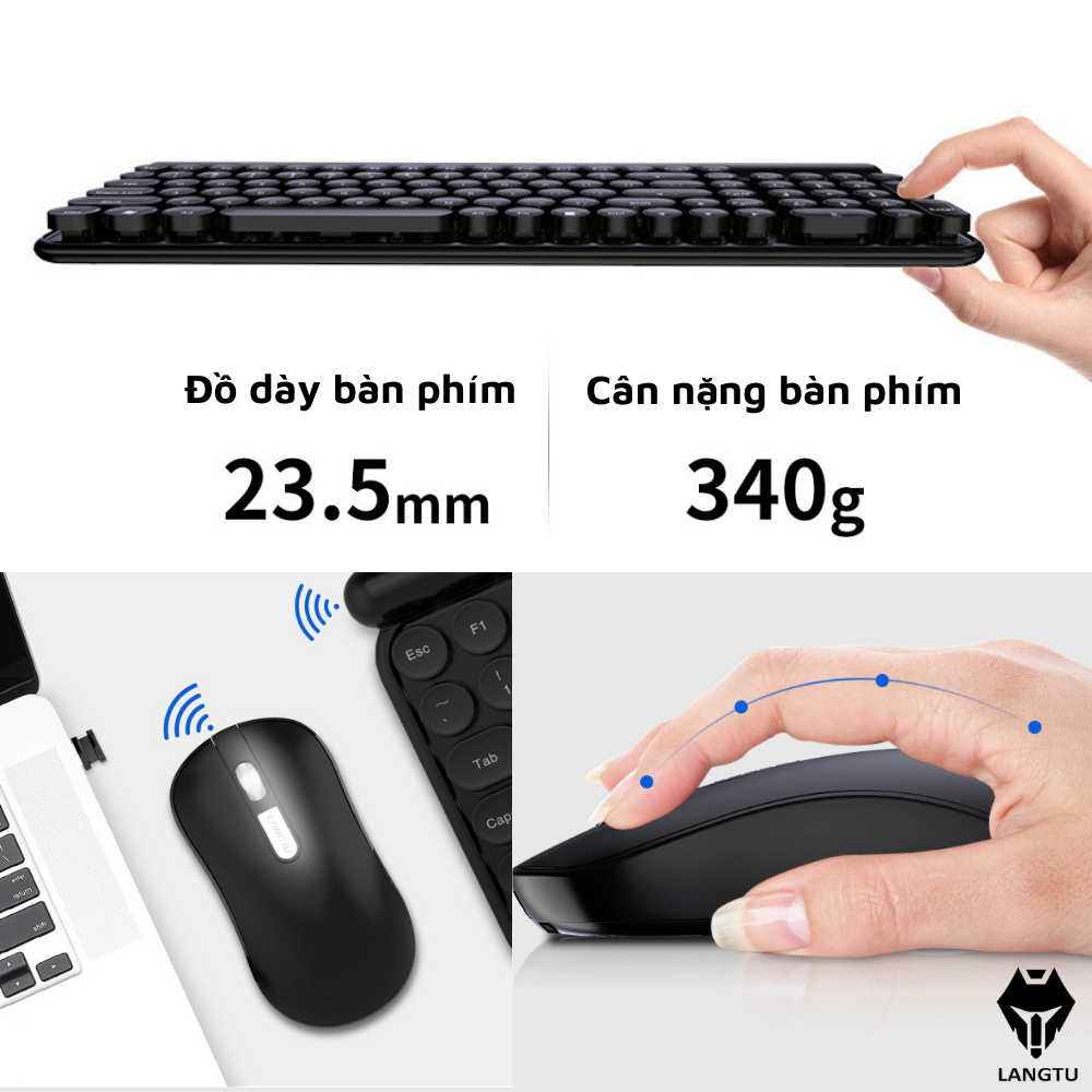 Bàn Phím Giả Cơ Không Dây Wireless LT400 LANGTU Ban Phim Chơi Gaming Kèm Chuột Hàng Chính Hãng