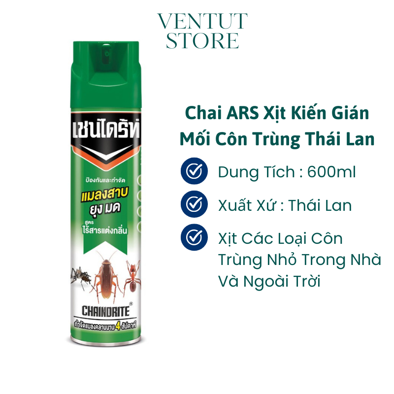 Chai Xịt ARS Đuổi Kiến , Gián , Côn Trùng Thái Lan 600ml