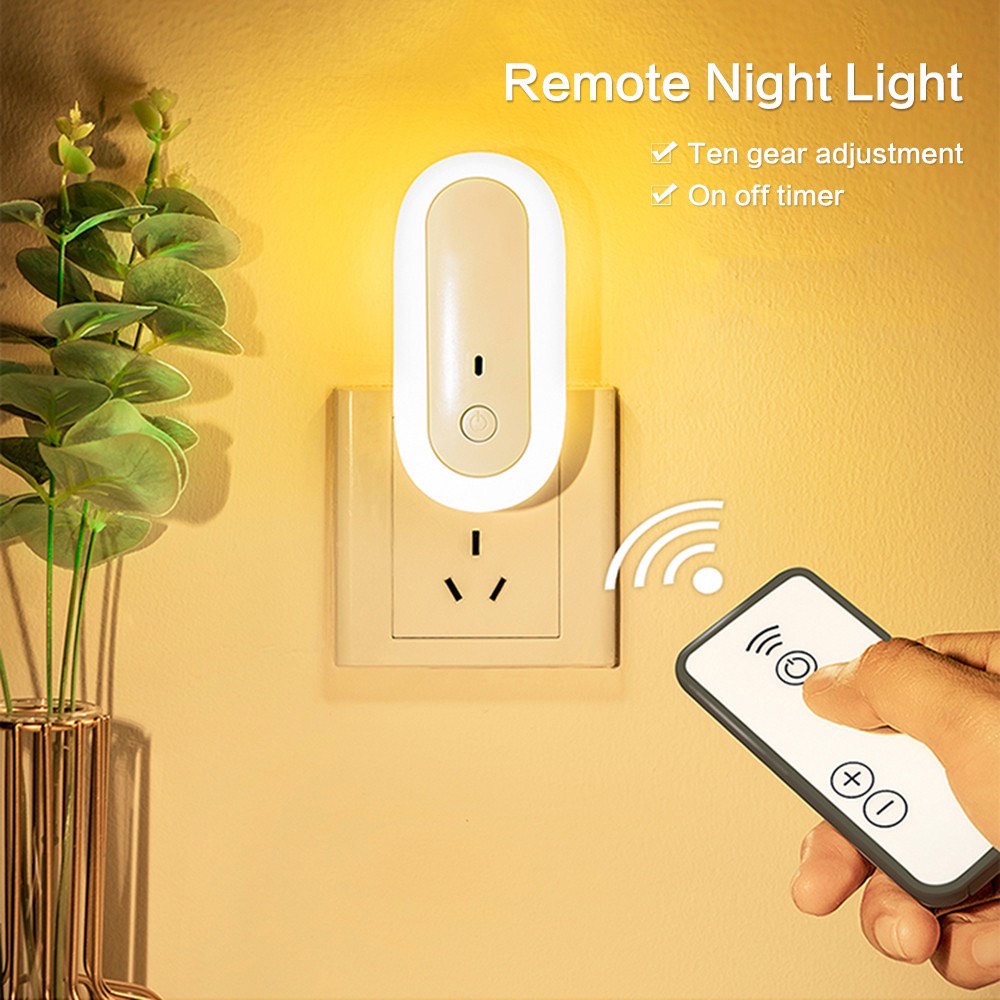 Đèn Ngủ Thông Minh - Đèn Ngủ Điều Khiển Từ Xa OVAL NIGHT LIGHT - 10 Cấp Độ Sáng, Chế Độ Hẹn Giờ - Hàng Chính Hãng