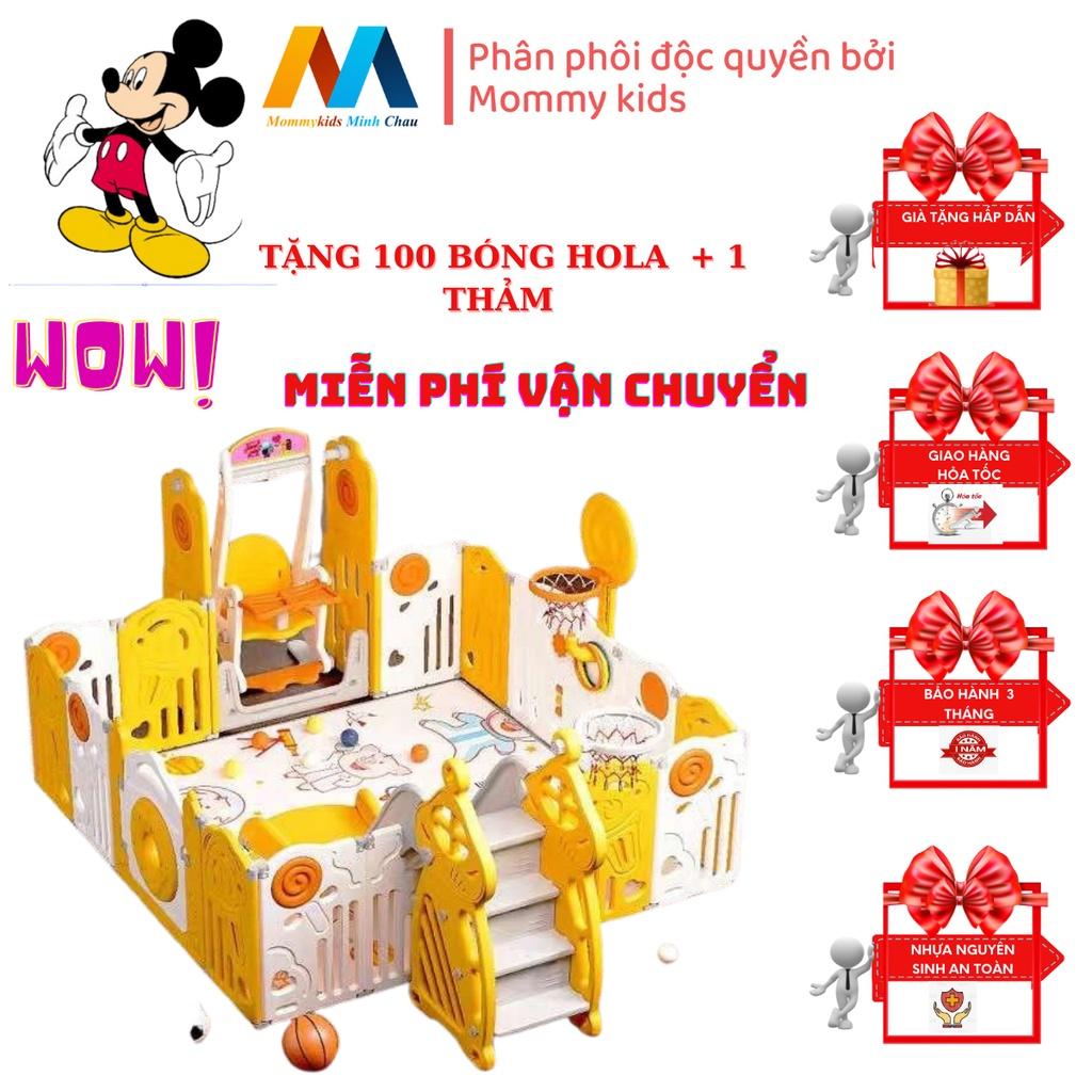 combo quây cũi MOMMYKID MINH CHÂU cầu trượt xích đu bóng rổ TẶNG THẢM 100