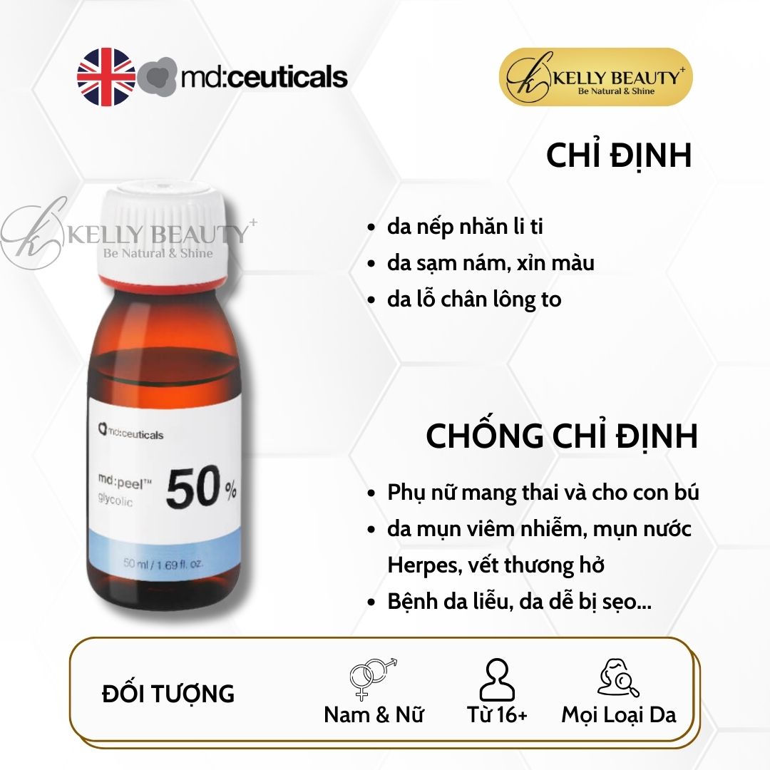 Peel Căng Bóng Trẻ Hóa Da MD:PEEL Glycolic 50% - MD:Ceuticals | Kelly Beauty