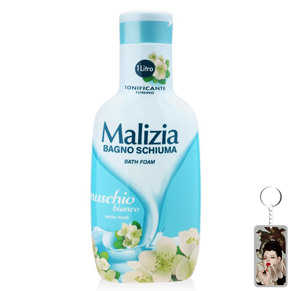 Sữa tắm xạ hương trắng Malizia Bath Foam White Musk 1000ml + Móc khóa