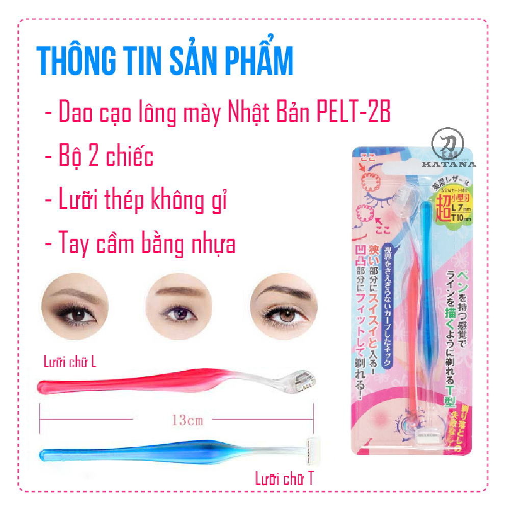 Dao cạo lông mày cao cấp Nhật PELT-2B bộ 2 chiếc