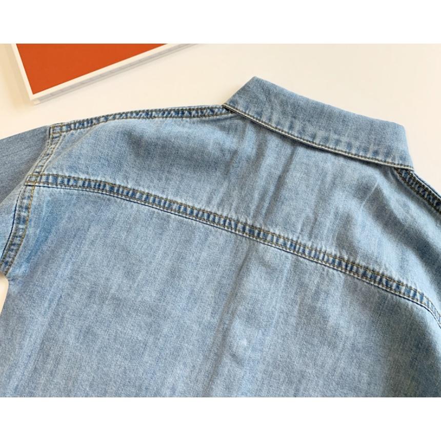 Áo sơ mi denim jean nhạt cho bé A661