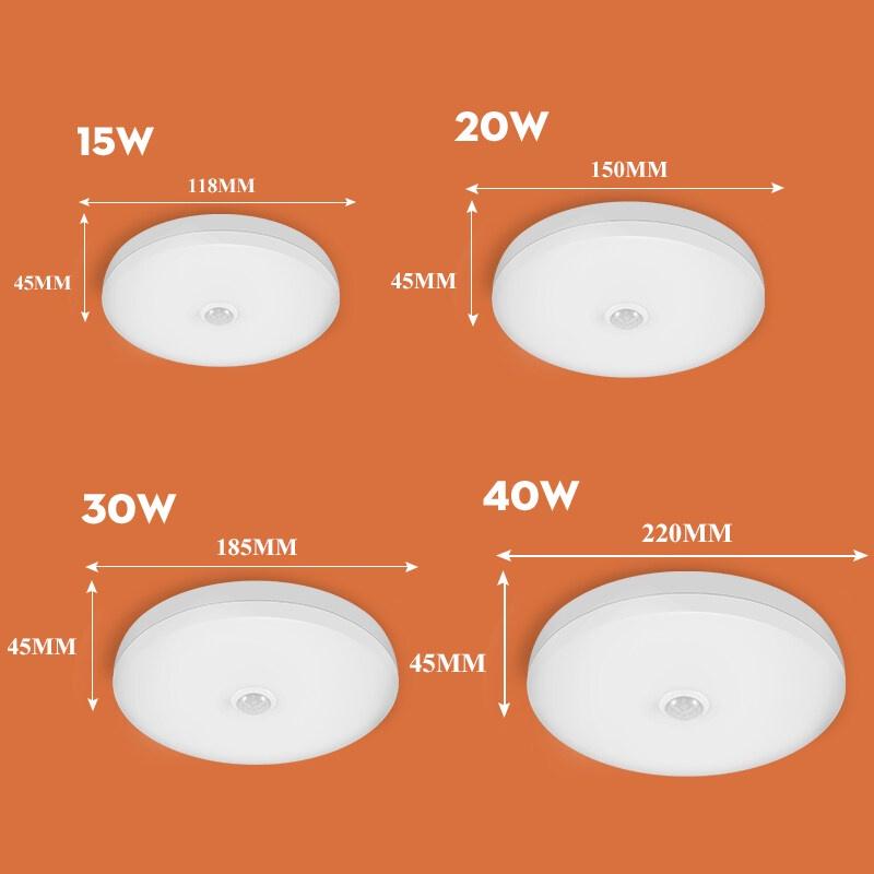 Đèn trần Led hiện đại Cảm biến chuyển động PIR Đèn trần 110V 220V 15W 20W 30W 40W Hành lang nhà bếp Đồ đạc trang trí nội thất Hành lang