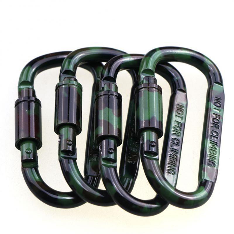1pc Hanging Buckle Aluminum Alloy D-type Camouflage Spray Paint Long Nut Mountaineering Buckle Tactical Hanging Buckle Bag