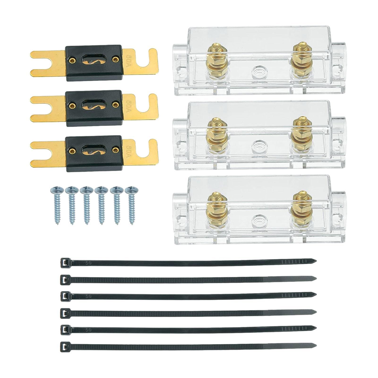 3Pcs Anl Fuse with Fuses Holders Boat Automotive Replacement Anl Fuse Holder