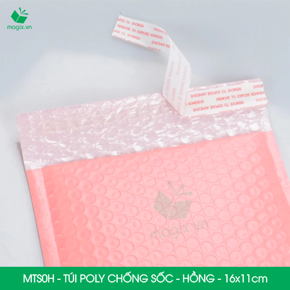 MTS0H - 16x11cm - COMBO 100 TÚI GÓI HÀNG CHỐNG SỐC BỌC BÓNG KHÍ MÀU HỒNG PASTEL