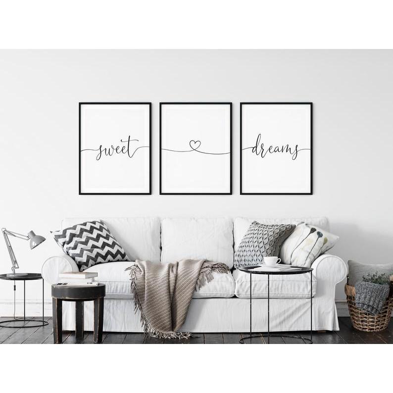 Tranh Canvas Cao Cấp | Tranh Sweet Dreams, Poster, Decor, Typography, Quote