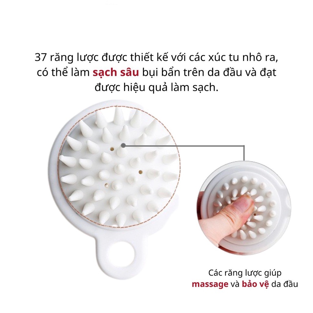 Lược gội đầu Silicone Nhật Bản - Massage xa da đầu - Giảm rụng tóc - Kích thích mọc tóc