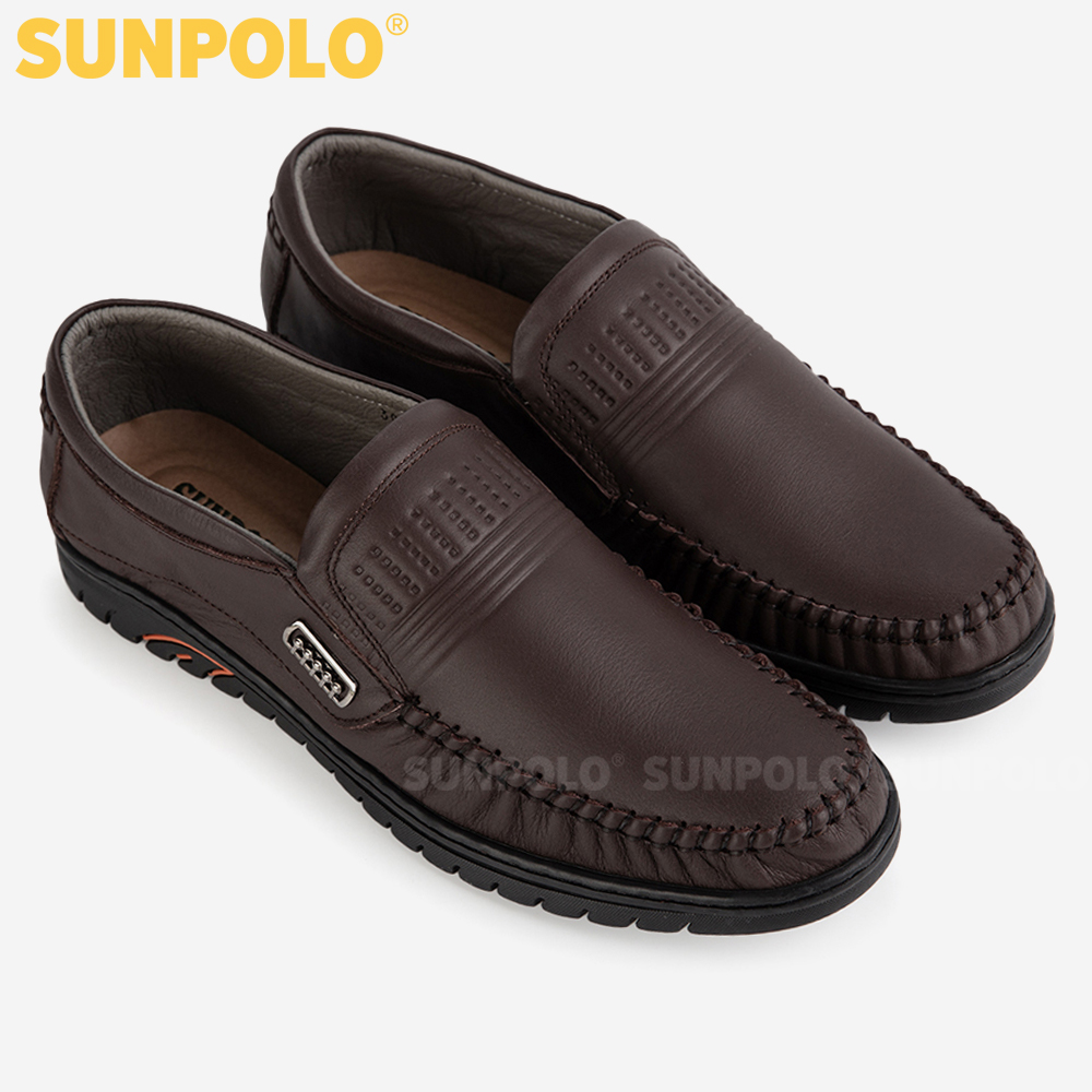 Giày Mọi Nam Da Bò SUNPOLO SU3028D - Đen