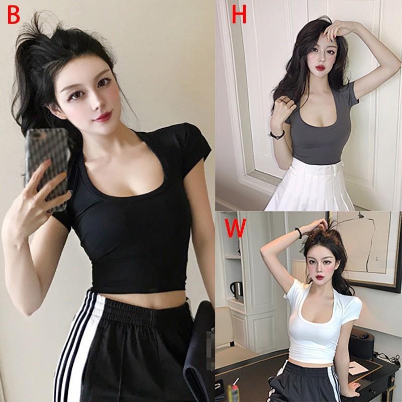 Áo Thun Nữ Cổ Tròn Ngắn Tay Màu Trơn