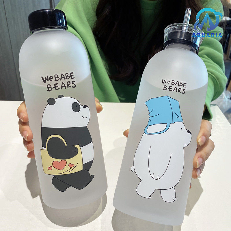 Bình Nước Nhựa We Bare Bears 1l Dễ Thương Có Kèm Túi Rút Túi Giữ Nhiệt Và Ống Hút Siêu Tiện Lợi Mẫu Màu Ngẫu Nhiên