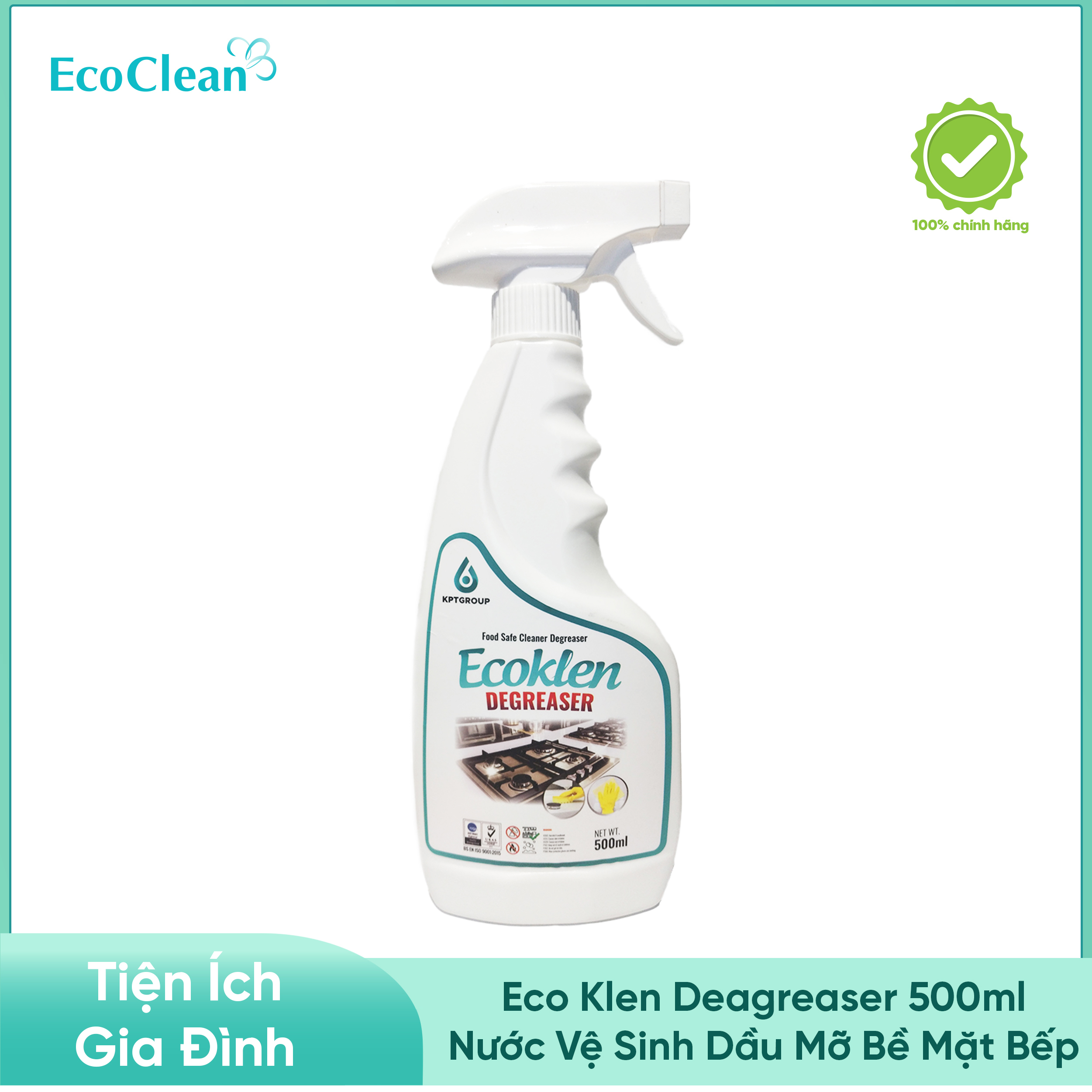 Nước Vệ Sinh Dầu Mỡ Trên Bề Mặt Bếp Bàn Ăn - EcoKlen Deagreaser - Chai 500ml