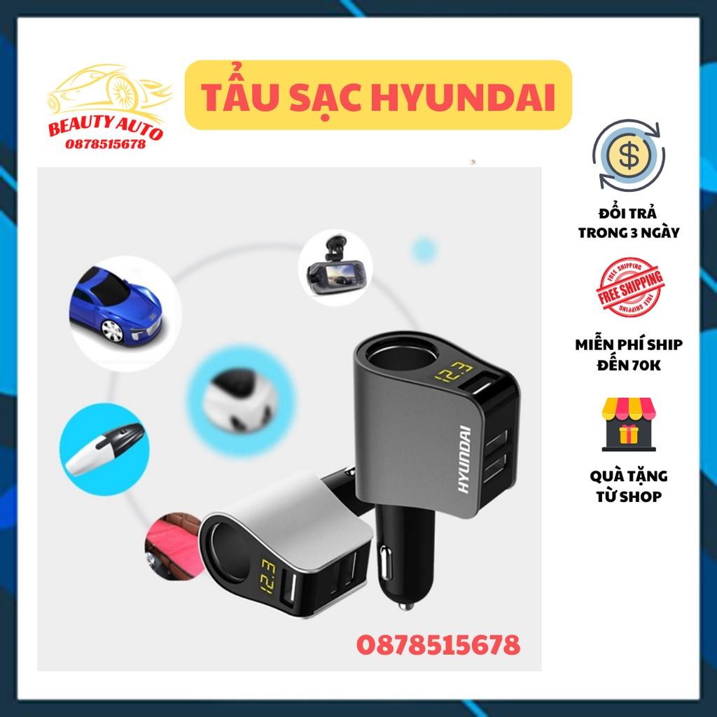 Tẩu sạc Hyundai cao cấp 1 tẩu tròn ,có màn hình LED hiển thị điện áp - Hàng Chất Lượng