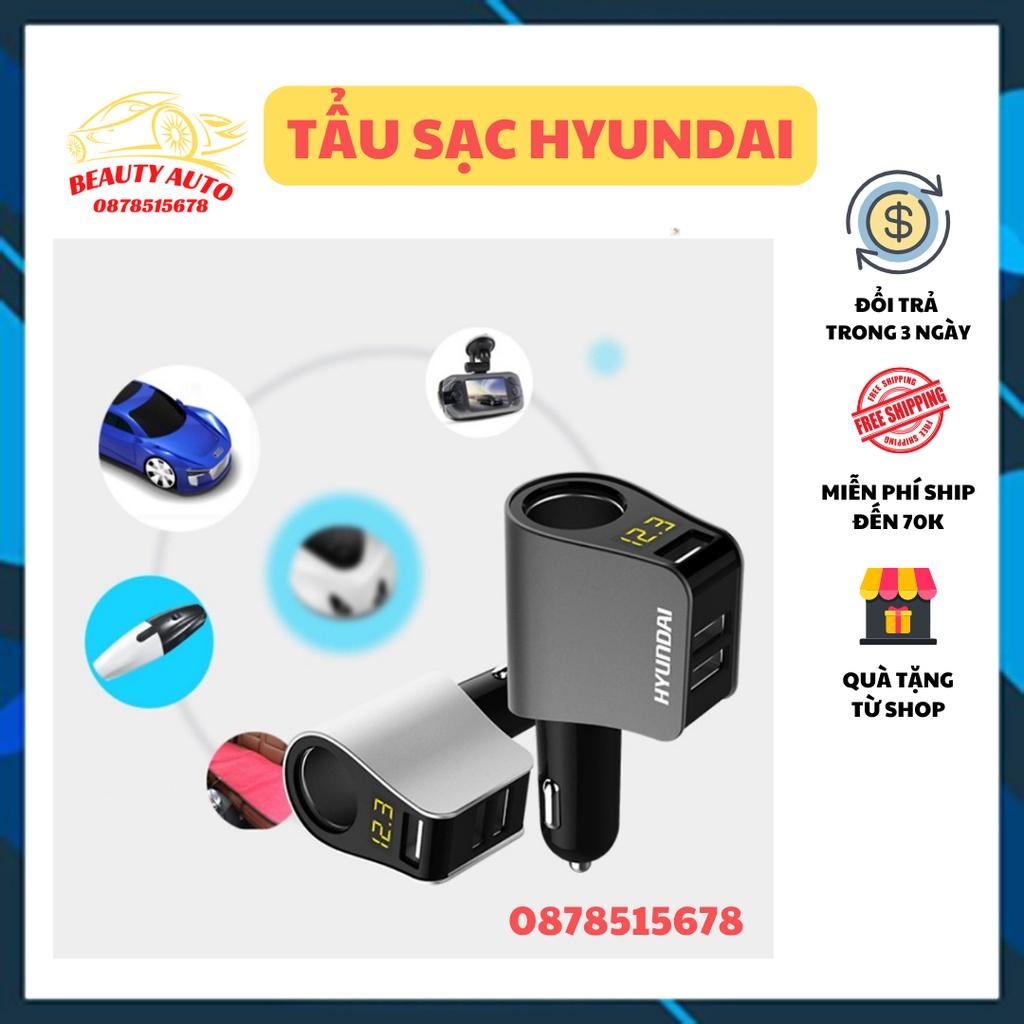 Tẩu sạc Hyundai cao cấp 1 tẩu tròn (3 USB nhỏ),có màn hình LED hiển thị điện áp - Hàng Chất Lượng