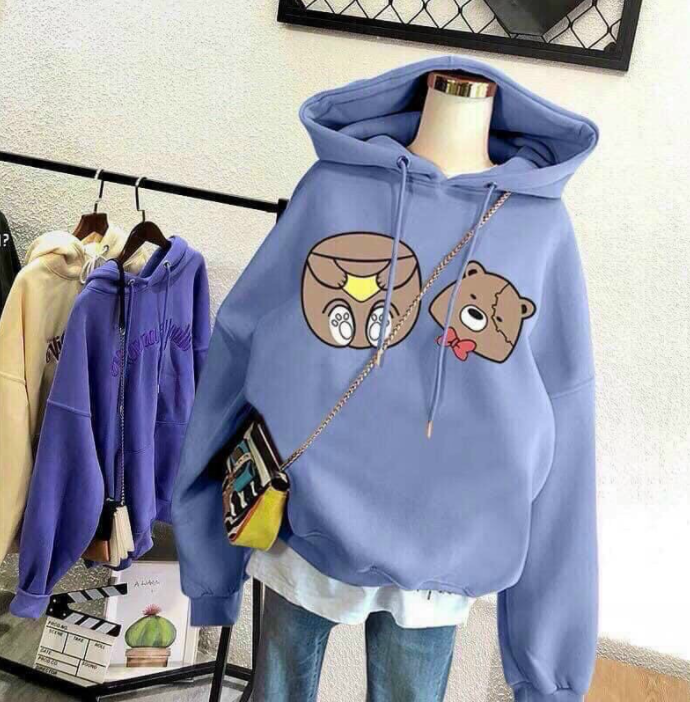 Áo hoodie tay phồng cánh dơi chất thun nỉ ngoại hình logo in hoạt hình đẹp, áo khoác hoodie nỉ có mủ tránh mưa, chống nắng dễ dàng phối đồ phong cách hàn quốc, áo khoác hoodie lạnh mặc đi đà lạt, đi chơi