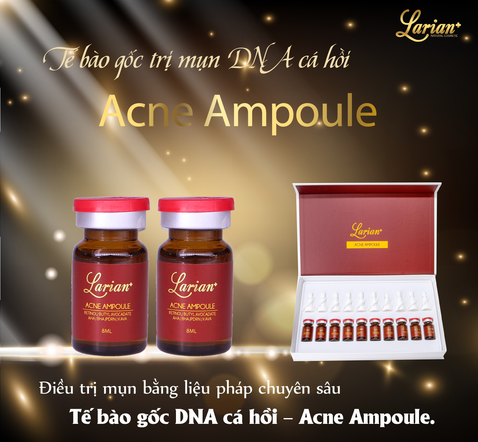 Tế bào gốc trị mụn Dna Cá Hồi Larian Acne Ampoupe dành cho Spa trong liệu trình trị liệu chuyên sâu cho da mụn