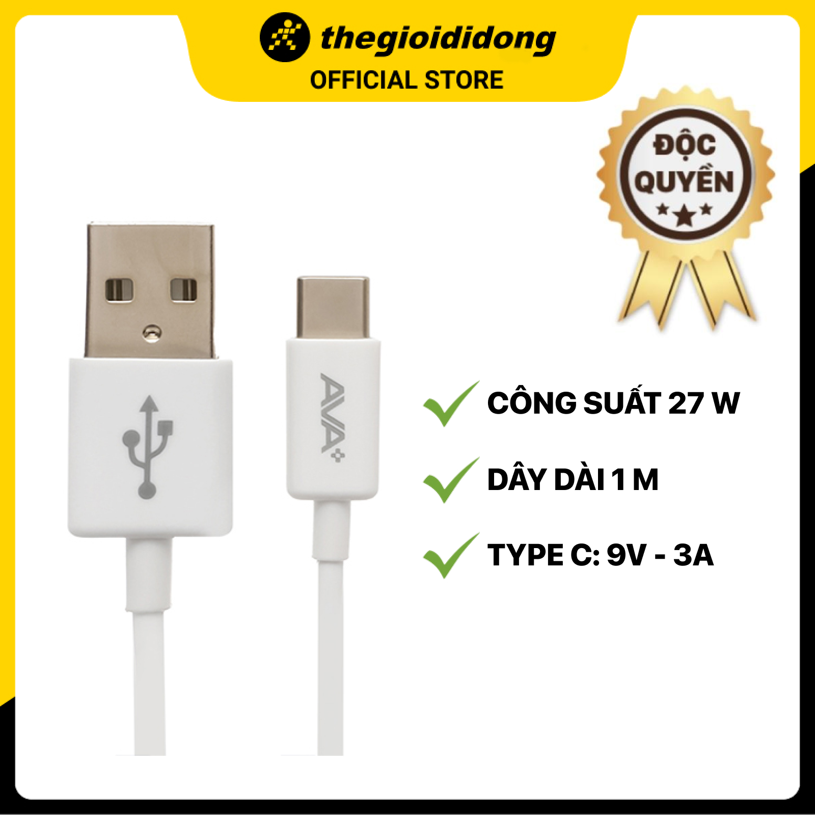 Cáp Type C AVA+ TC1000N - Hàng chính hãng