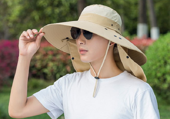 Mũ rộng vành nam kèm khẩu trang chống nắng chống tia cực tím tuyệt đối mới, nón khẩu trang nam cao cấp