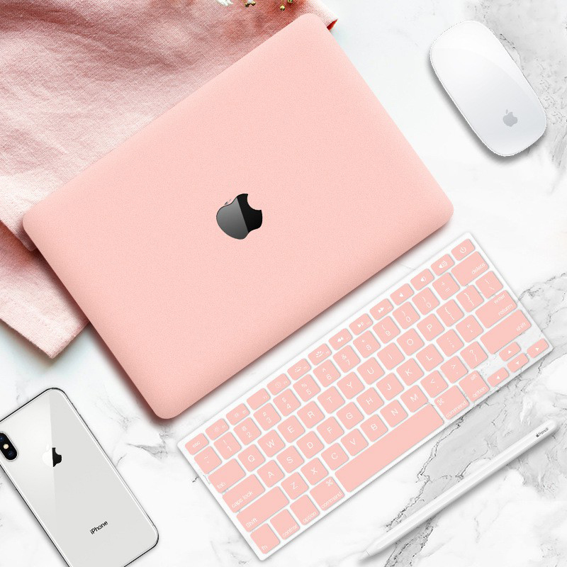 COMBO 3in1 - Case, ốp kèm phủ phím dành cho Macbook - Màu Hồng Pastel [Tặng kèm nút chống bụi Macbook - Màu ngẫu nhiên] - Hàng chính hãng